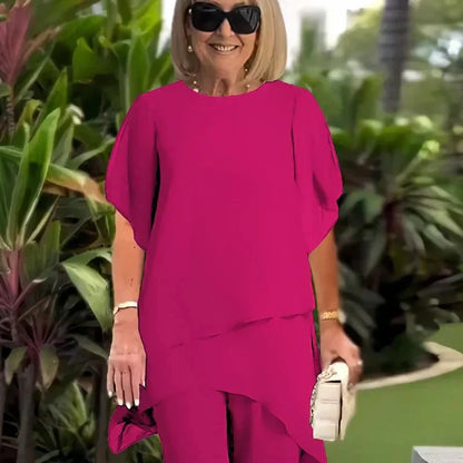 Ashley — Conjunto Casual de Dos Piezas con Dobladillo Irregular para Mujeres