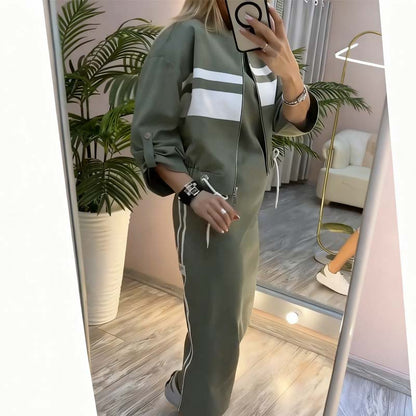 Conjunto de Chaqueta y Vestido para Mujer con Cuello Alto - Elegante