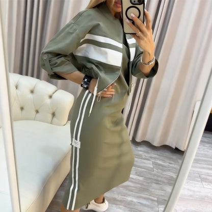 Conjunto de Chaqueta y Vestido para Mujer con Cuello Alto - Elegante