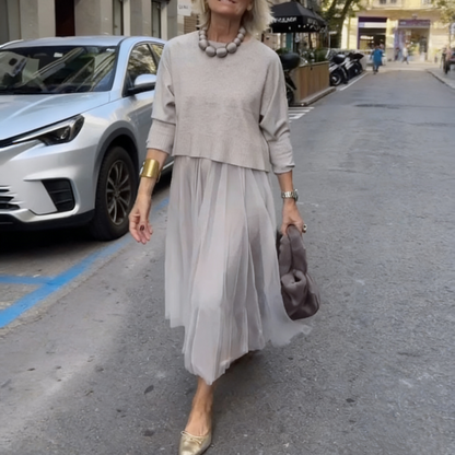 Conjunto de Dos Piezas - Cómodo Blusa de Manga Larga de Tejido