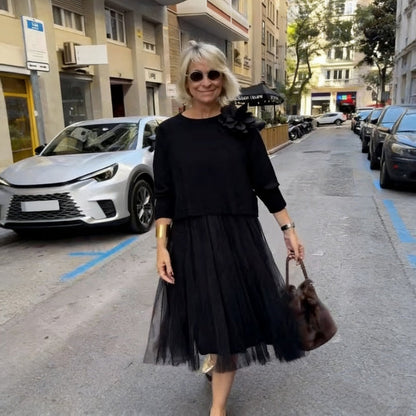 Conjunto de Dos Piezas - Cómodo Blusa de Manga Larga de Tejido
