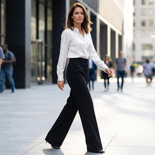 Pantalones de Vestir de Cintura Alta - Ajuste Estructurado Halagador