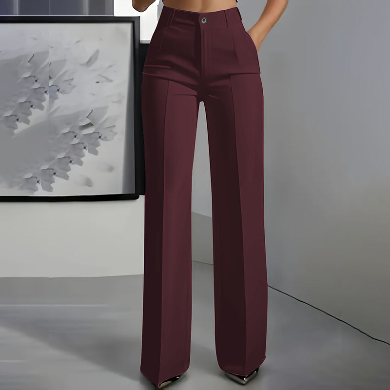 Pantalones de Vestir de Cintura Alta - Ajuste Estructurado Halagador