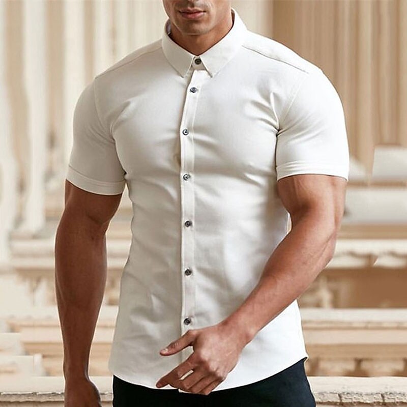 Calvern — Camisa de Algodón Botonada Sin Arrugas
