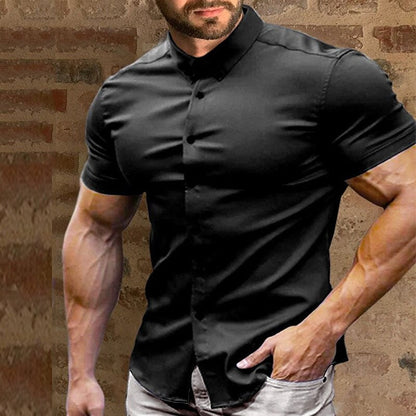 Calvern — Camisa de Algodón Botonada Sin Arrugas