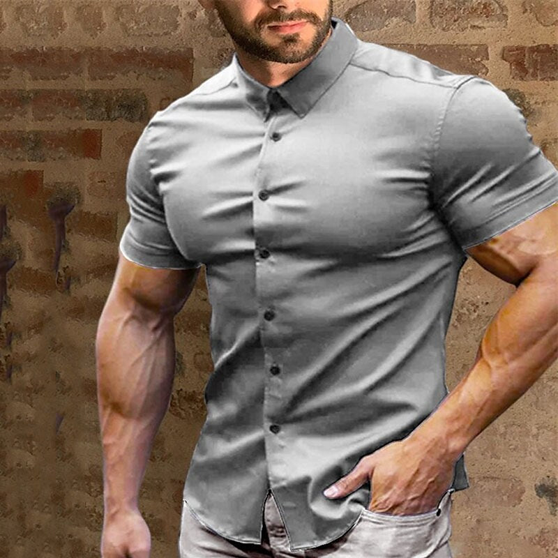 Calvern — Camisa de Algodón Botonada Sin Arrugas