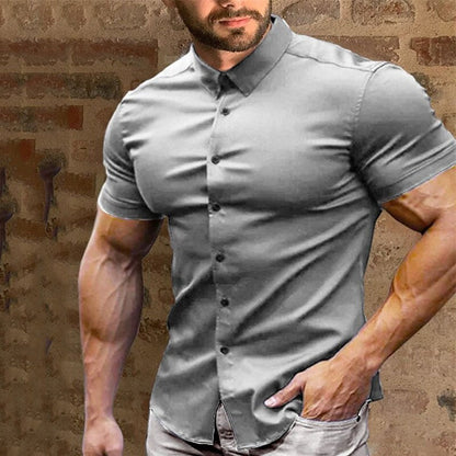 Calvern — Camisa de Algodón Botonada Sin Arrugas