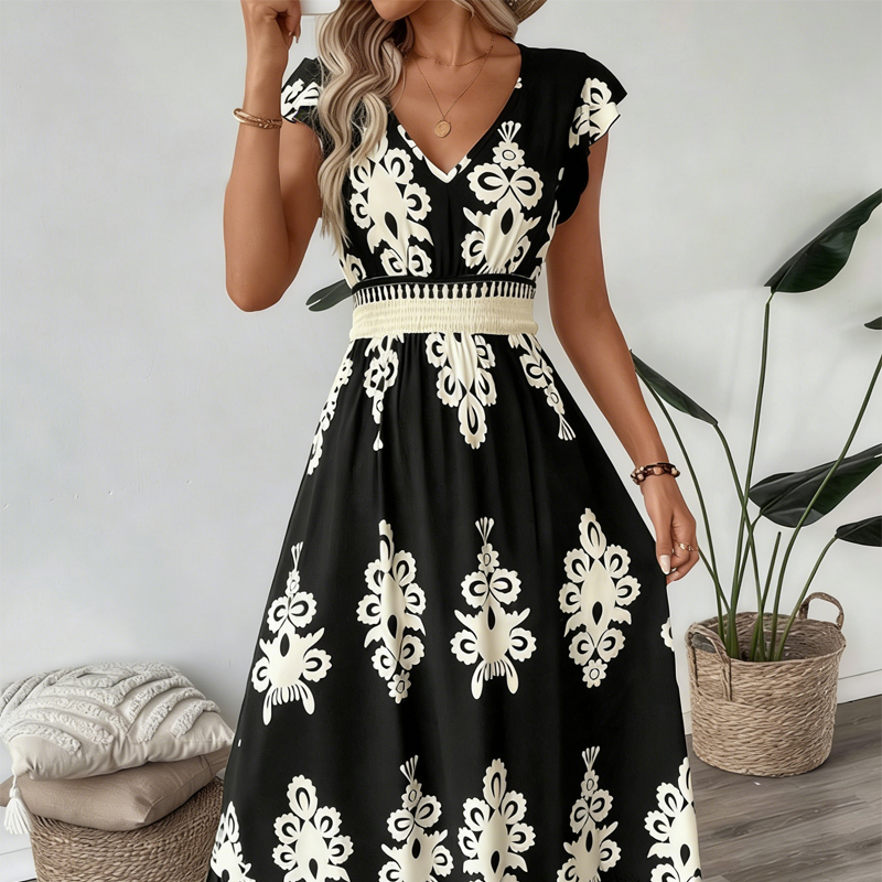 Baroque  — Vestido Maxi Fluido con Escote en V