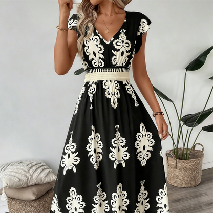 Baroque  — Vestido Maxi Fluido con Escote en V