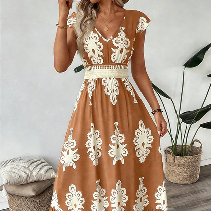 Baroque  — Vestido Maxi Fluido con Escote en V