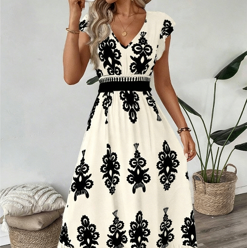 Baroque  — Vestido Maxi Fluido con Escote en V