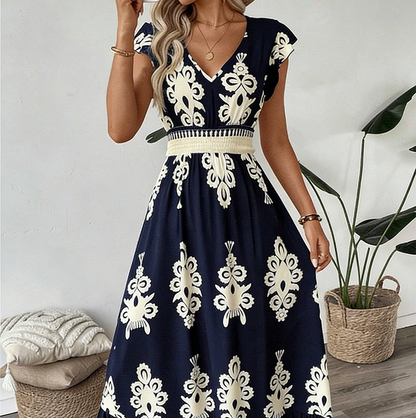 Baroque  — Vestido Maxi Fluido con Escote en V