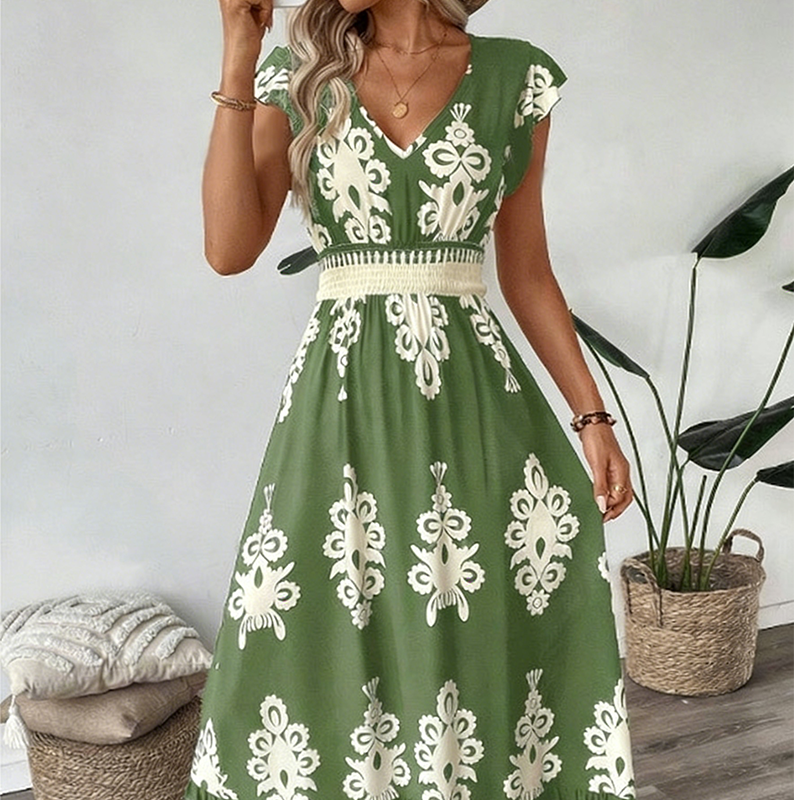Baroque  — Vestido Maxi Fluido con Escote en V