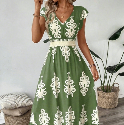 Baroque  — Vestido Maxi Fluido con Escote en V