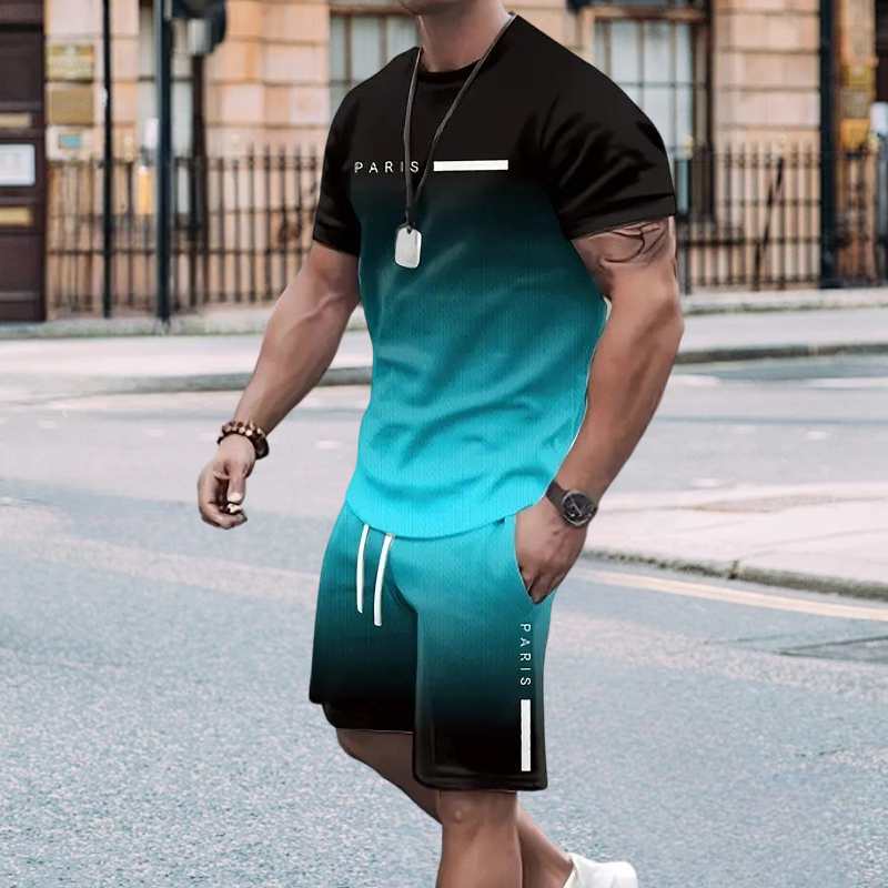 Luxoro — Conjunto de camiseta y pantalones cortos con degradado