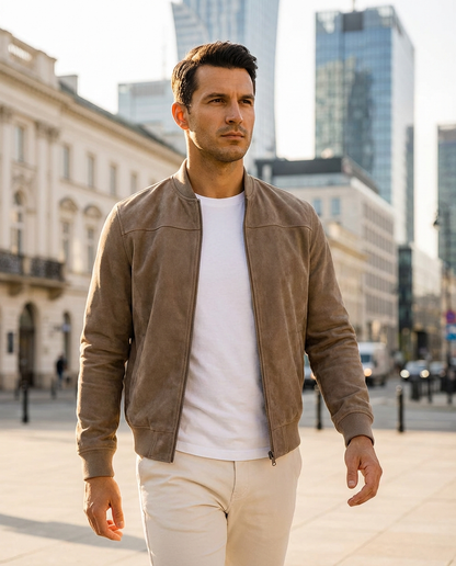 Adrián – Chaqueta Bomber de Ante Premium - Suave