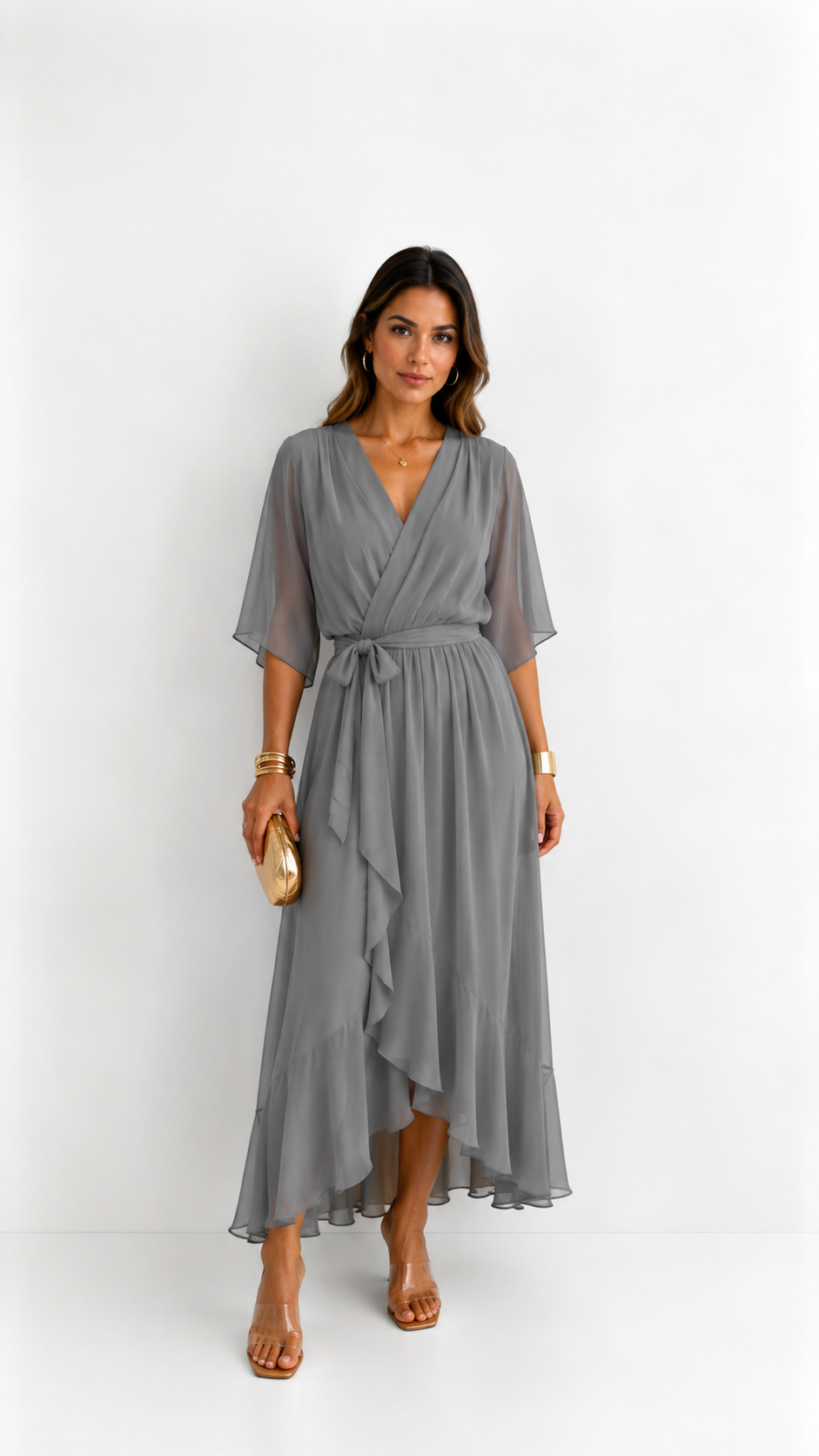 Léa — Vestido Maxi de Chiffon Floral