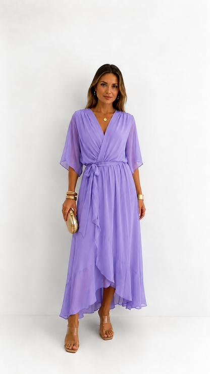 Léa — Vestido Maxi de Chiffon Floral