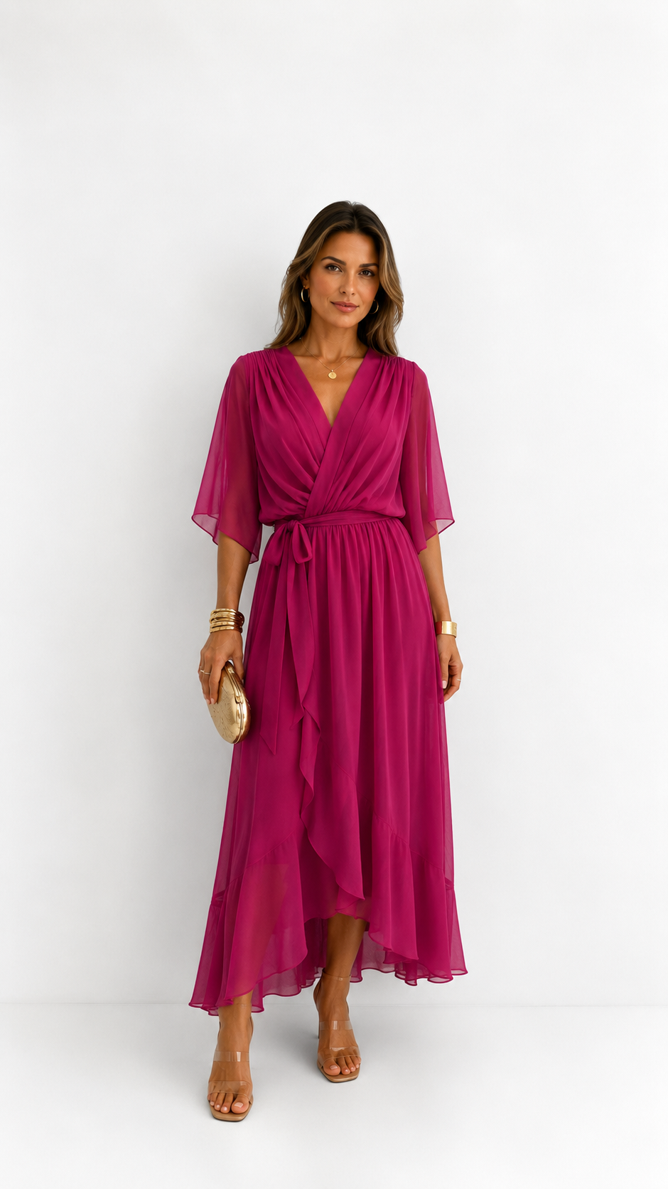 Léa — Vestido Maxi de Chiffon Floral