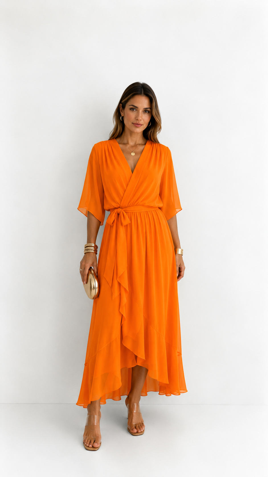 Léa — Vestido Maxi de Chiffon Floral