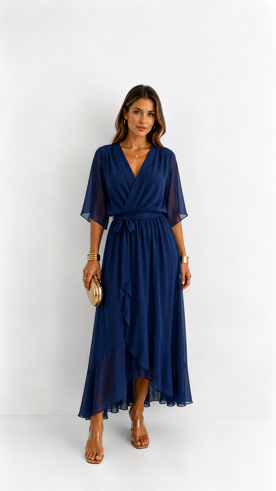 Léa — Vestido Maxi de Chiffon Floral