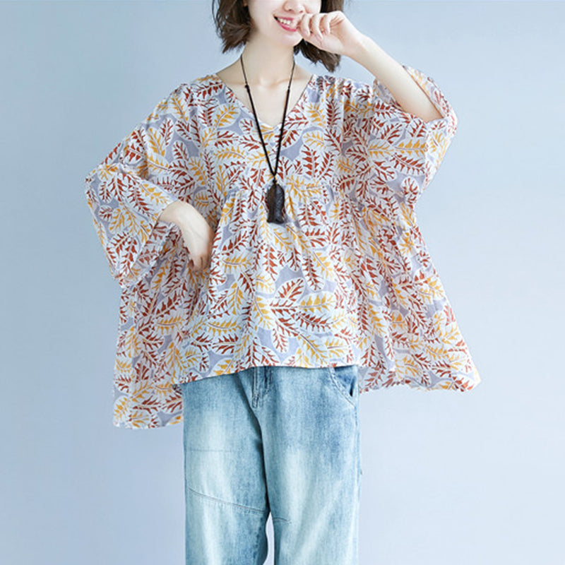Blusa de Lino Impresa — Oversized