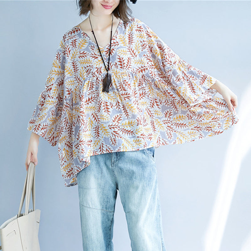 Blusa de Lino Impresa — Oversized