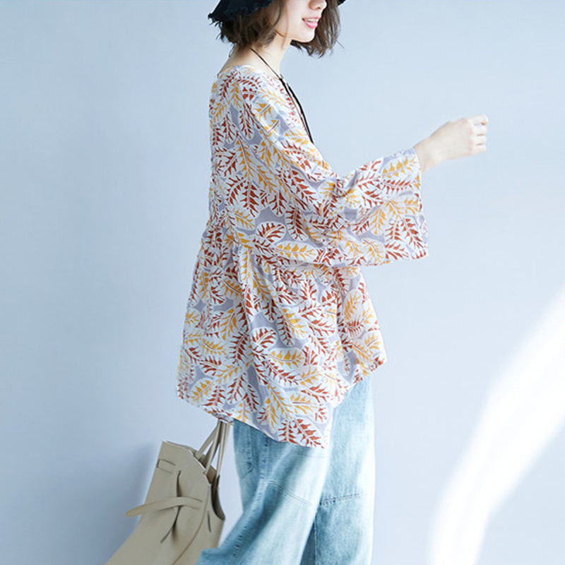Blusa de Lino Impresa — Oversized