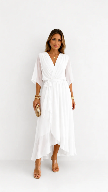 Léa — Vestido Maxi de Chiffon Floral
