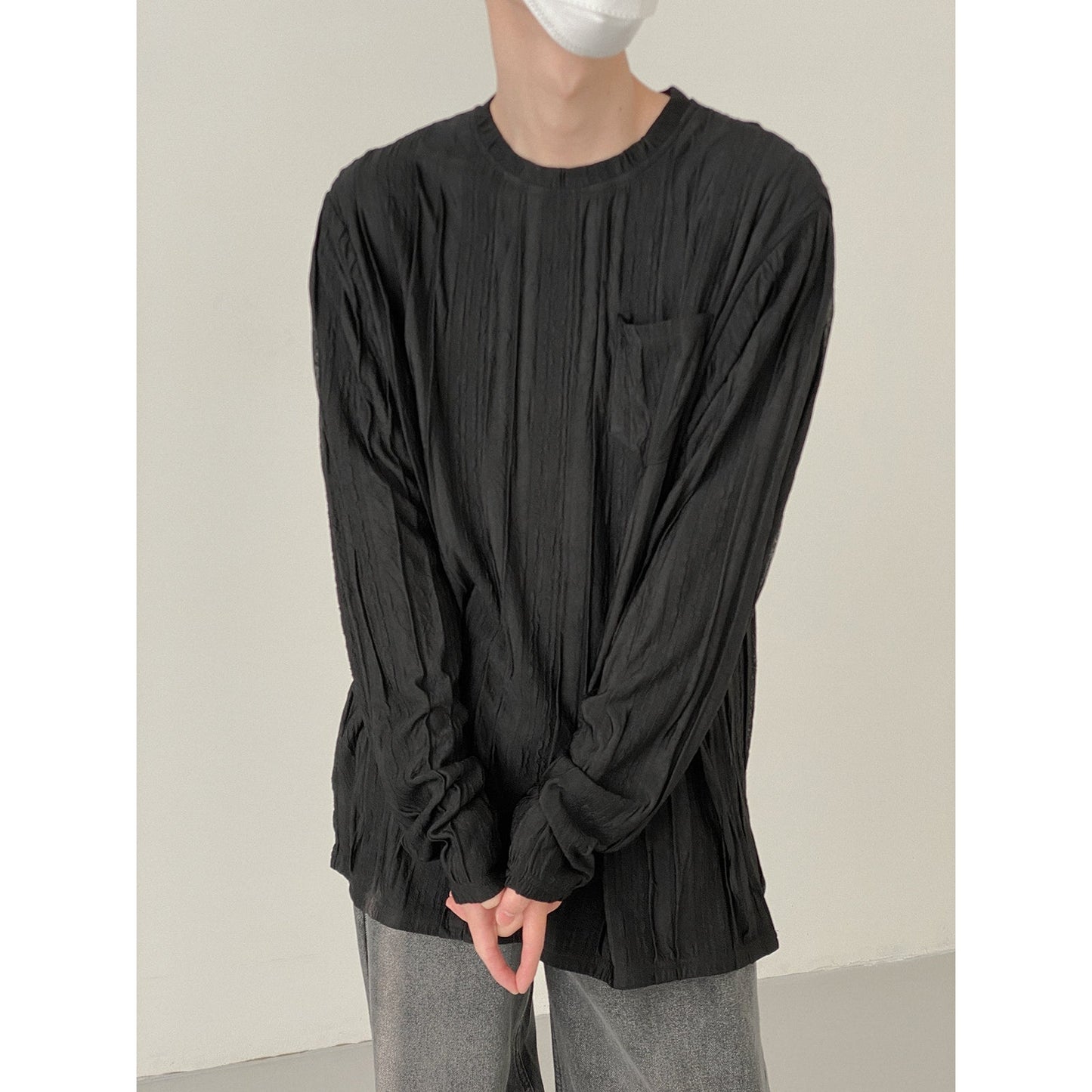 Camiseta de Manga Larga Transparente - Ajuste Asiático